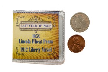 1912 Liberty Nickel And 1958 Lincoln Wheat Penny W/ COA