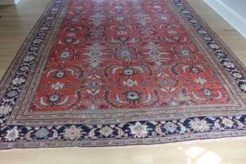 127x221 Red Wool Hand-made Oriental Rug With Pad  (shows Wear)