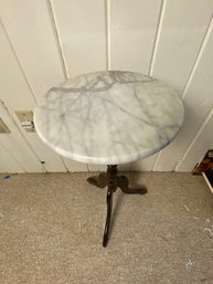Mahogany Tripod Marble Top Round Pedestal Side Table
