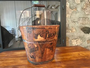 Early 1900s Wooden Bucket With Tobacco Labels