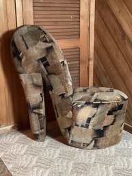 Upholstered High Heel Chair. Neutral Colors