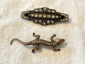 Two Vintage Encrusted Fashion Brooches