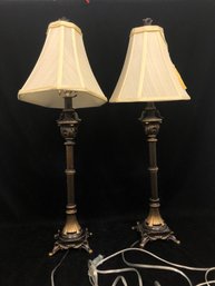 Pair Of Antique Bronze Table Lamps