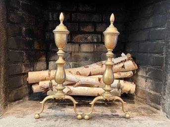 Vintage Brass Fireplace Andirons