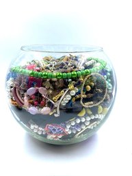 Jewelry Soup For Your Soul! 8.5 X 9.5' Bowl Filled W/ Wearable Costume Jewelry