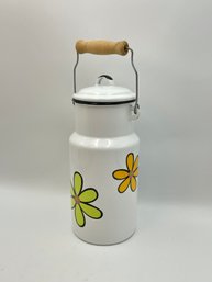 Vintage Emalia Olkusz Daisies Enameled Water/Milk Jug