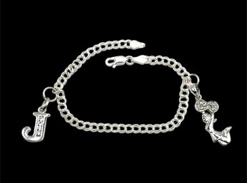 Italian Sterling Silver Two Charms Charm Bracelet
