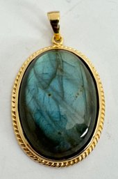 SIGNED PJM GOLD OVER STERLING SILVER AND LABRADORITE PENDANT