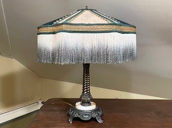 A Magnificent Bronze And Onyx Table Lamp