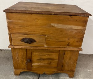 One Door, One Drawer Lift Top Antique Country Pine Commode