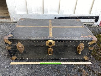 Vintage Black Trunk Foot Locker 36x21x12