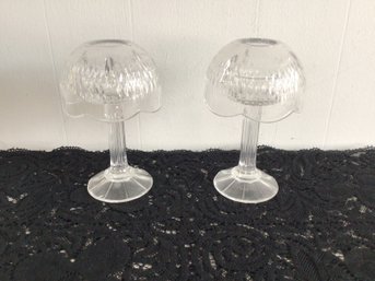 Pair Of Glass Votive Lamps