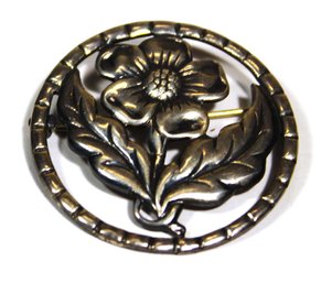 Fine Sterling Silver Vintage Floral Brooch 1950s