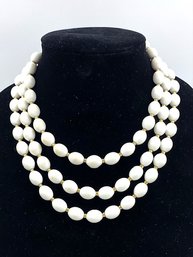 Vintage Multistrand White Bead Necklace By Monet