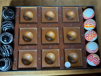 ANTIQUE TIC TAC TOE MARBLE GAME