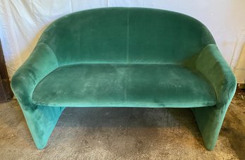 Stylish Settee In Green Velvet Fabric