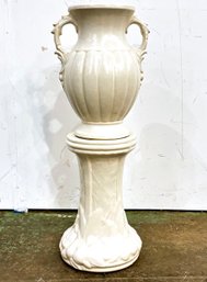 An Antique Glazed Ceramic Vase On Jardiniere Base