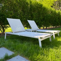 A Pair - Frontgate Resort Collection Newport Aluminum Chaises With Table - 1of 3 - Retail $2000