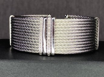 Client Paid $550 - Fabulous Sterling Silver / 925 With Diamond Cuff Bracelet - Incredible Piece - WOW !