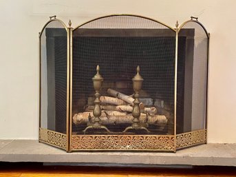 Brass Tri Fold Fireplace Screen