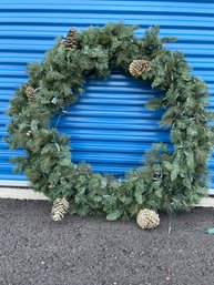 WOW! Super Large Lighted Holiday Wreath With Pine Cones