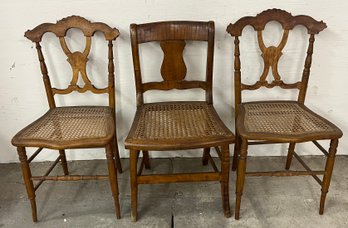 Three 19th Century Cane Seat Country Chairs
