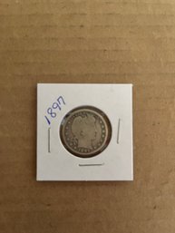 Beautiful 1897 Barber Quarter, Silver Coin