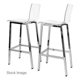 A Pair Of Lucite And Chrome Counter Height Stools