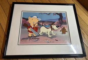 Hand Signed And Painted Looney Tunes Porky Pig Animation Sericel- Titled 'A Groundhog's Day'- Includes COA