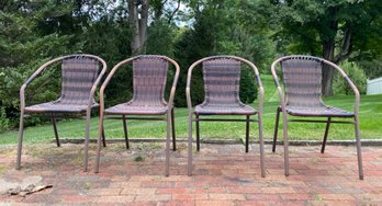 Faux Wicker Outdoor Open Arm Chairs (4)