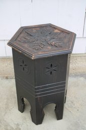 Carved Wooden Black Side Table