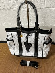 NEW! Bradford Exchange Fine Art Tote Bag 'on Velvet Paws'with Gold Plated Cat Charm