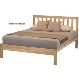 A Queen Size Pine Platform Bed With Rolling Storage Box