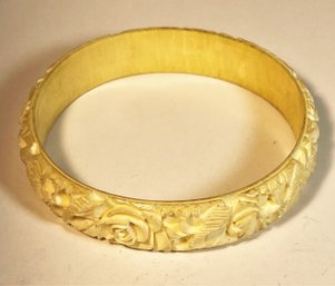 Hand Carved Floral Cow Bone Bangle Bracelet 9th Century`