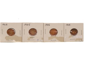 Indian Head One Cent Lot 1902, 1905, 1906, 1908