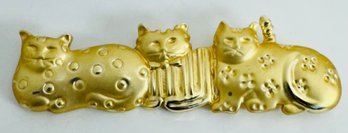 SIGNED AJC GOLD TONE KITTY CAT FAMILY BROOCH