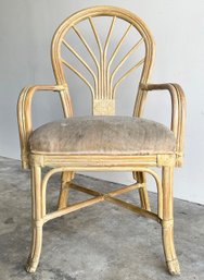 A Vintage Bent Wood And Rattan Arm Chair By Shelby Williams