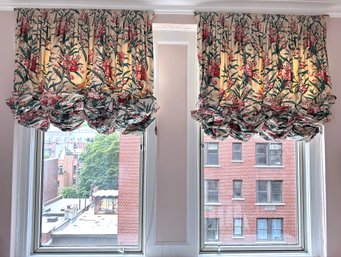 Pair Custom Made Drapes, Matches Chair In Previous Lot