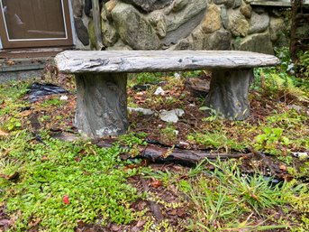 Wooden Carved Design Stone Outdoor Bench