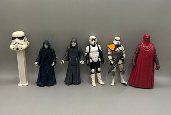 Star Wars 80-90s Empire Figures: Darth Sidious, Emperor, Biker Scout, Sandtrooper, Emperors Royal Guard, & Pez