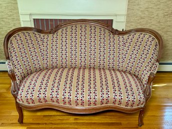 Antique Victorian William And Mary Style Wingback Loveseat