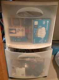 Plastic Two Drawer Rolling Cart With Lightbulbs