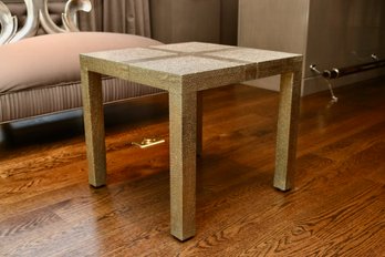 Small Square Alison Drink Table Hammered  Silver Tone Metal Table $1050