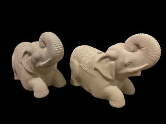 Pair Of Elephant Umbrella Stands With Stone Finish