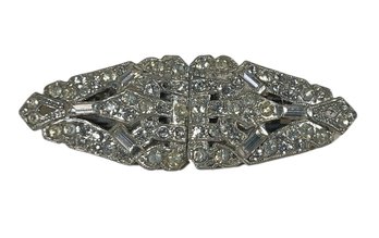 Vintage 1920s Paste Rhinestone Duiet Brooch Pin Clips