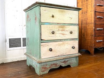 An Antique Pine Nightstand Or Side Table