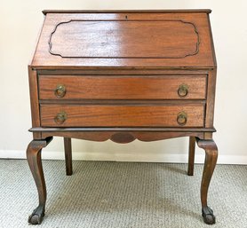 A Vintage Mahogany Secretary Desk - Chippendale Legs