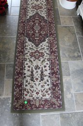 24x90 Green And White Wool Runner With Pad
