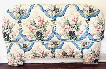 Clarence House Fabric Custom Upholstered Quilted King Sized Bed Headboard