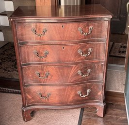 Antique Four Drawer Flame Mahogany Low Chest